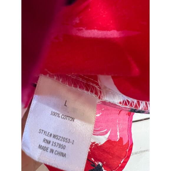 Mi Ami Cotton Pink White Floral Tie Back Ruffle Tank Top Size Large Feminine - Picture 3 of 5